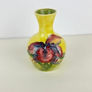 Vintage Moorcroft Pottery Bud Mini Vase With Orchid Pattern